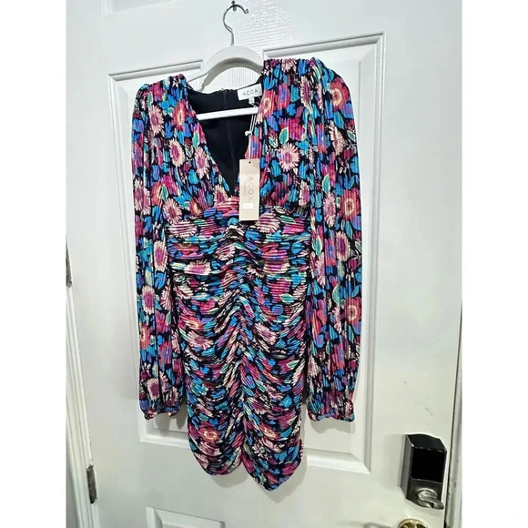 NWT ACOA collection Multicolor Long Sleeve Floral Mini Dress Size Small - Picture 4 of 5